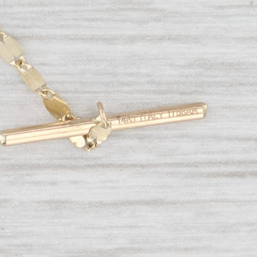 Light Gray New Mirror Chain Heart Toggle Pendant Necklace 14k Yellow Gold 18.5"