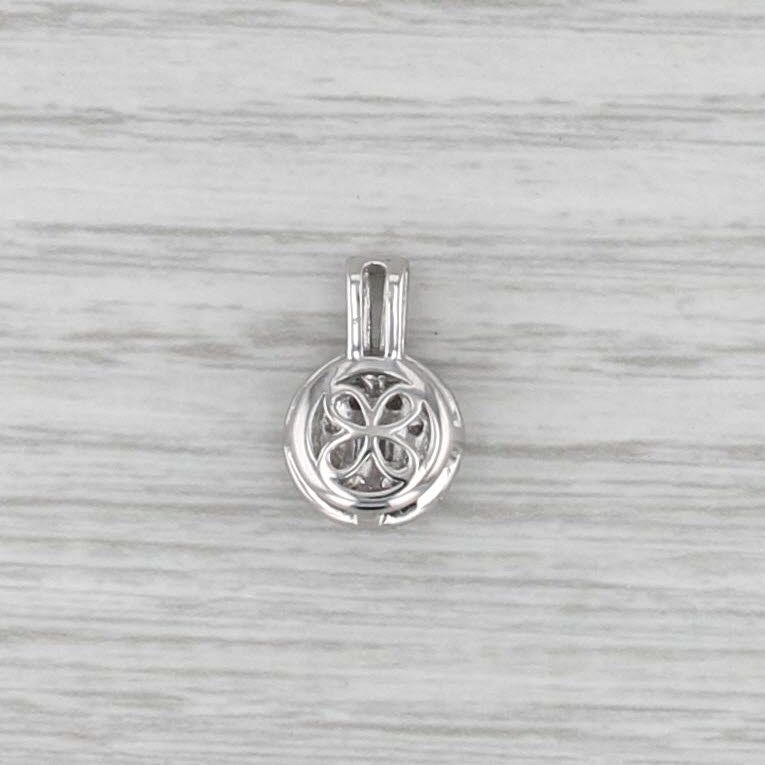 0.51ctw Diamond Flower Halo Pendant 18k White Gold Small Drop