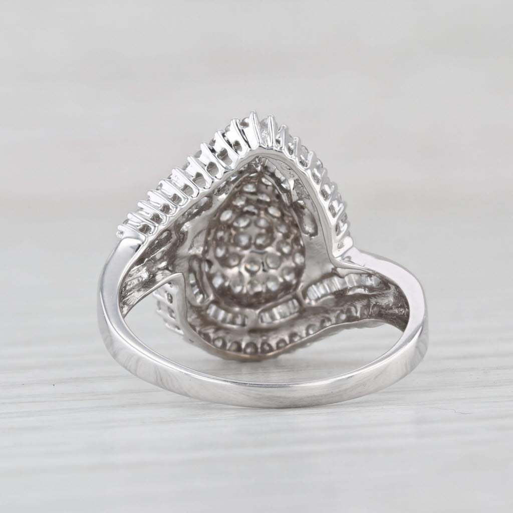 0.82ctw Diamond Cluster Bypass Ring 10k White Gold Size 8