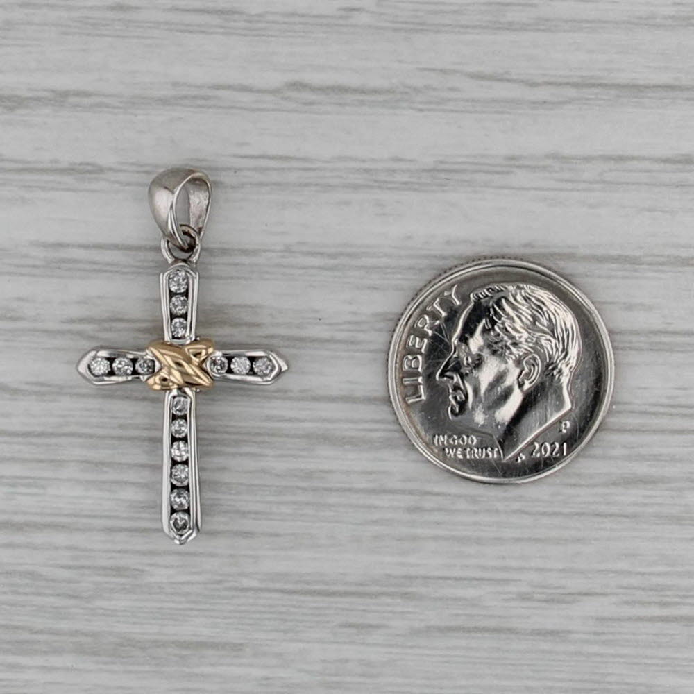 0.25ctw Diamond Knot Cross Pendant 14k White Yellow Gold