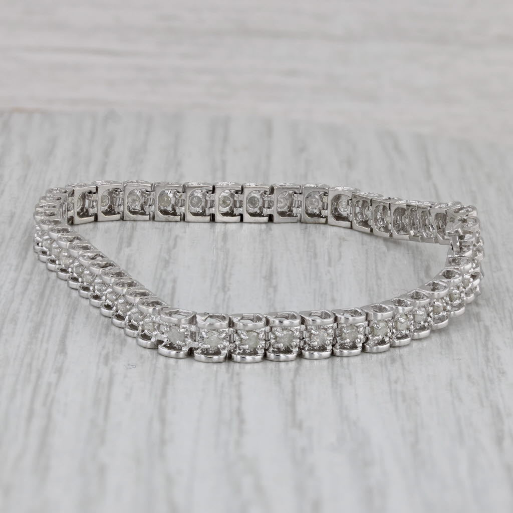 Gray 2ctw Diamond Tennis Bracelet 10k White Gold 7" 4.8mm