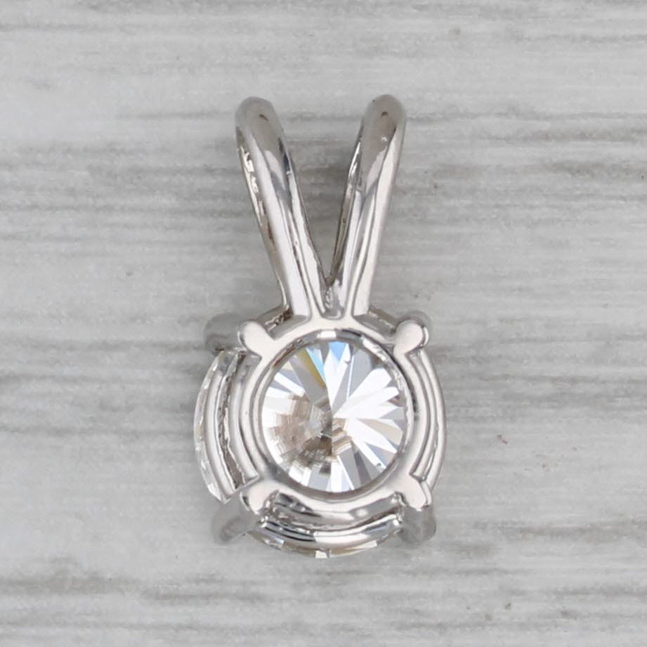 Gray 1.40ct Round Moissanite Solitaire Pendant 14k White Gold Small Drop