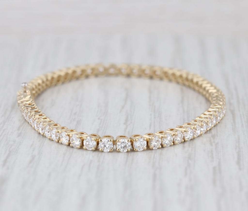 New 5.29ctw Lab Grown Diamond Tennis Bracelet 14k Yellow Gold 7" 3mm VS2 F-H