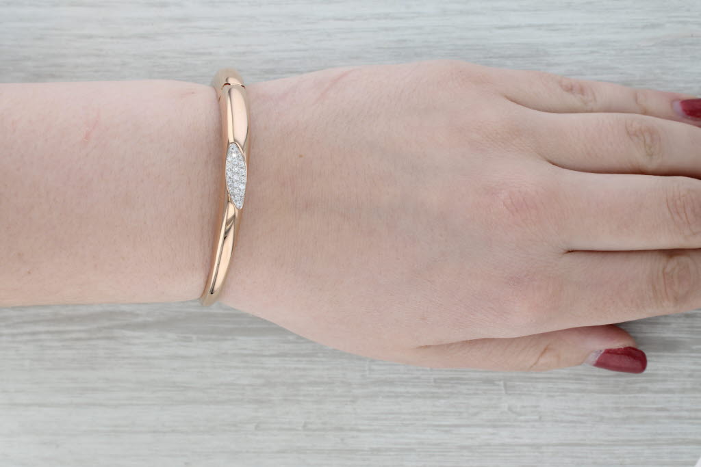 Gray Roberto Coin 0.33ctw Diamond Capri Bangle Bracelet 18k Rose Gold 6"