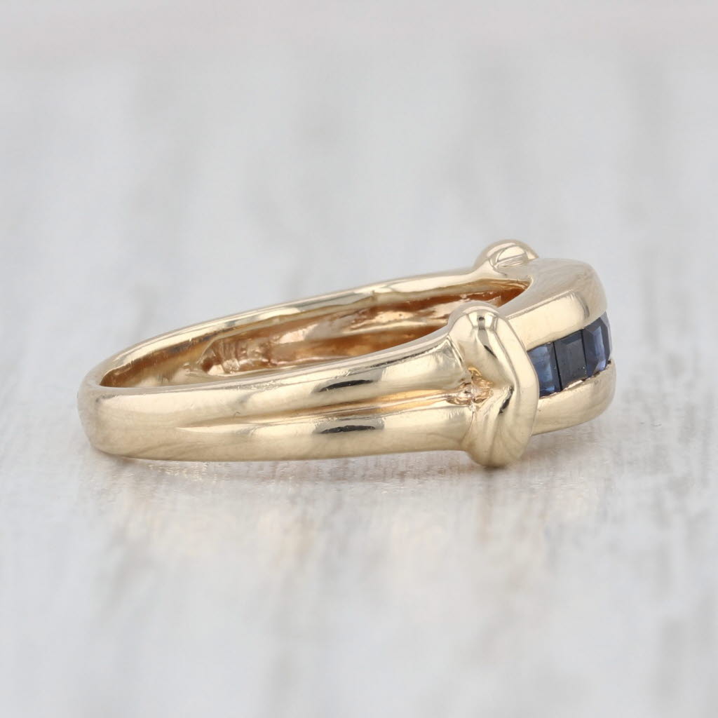 0.26ctw Blue Sapphire Ring 14k Yellow Gold Stackable Wedding Band Size 4.5