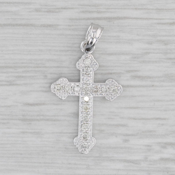 0.15ctw Diamond Cross Pendant 14k White Gold Religious Jewelry