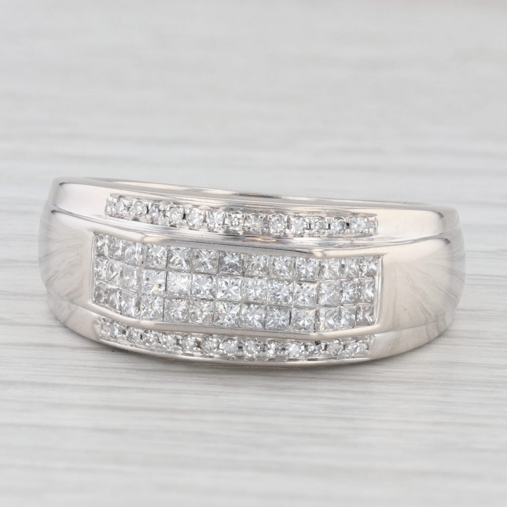 Light Gray 1.24ctw Men's Diamond Band 14k White Gold Size 12.25
