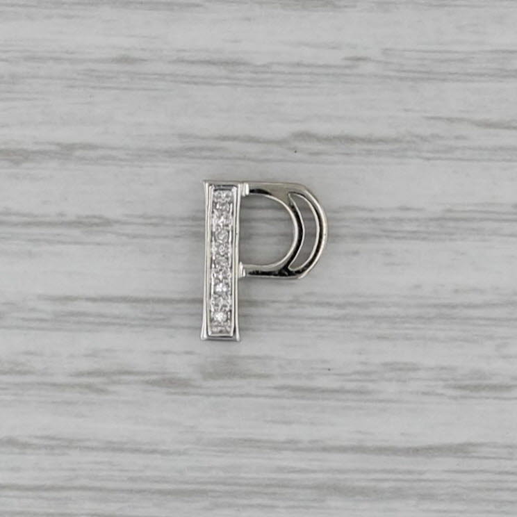 Letter Initial P Pendant 14k White Gold Floating Drop