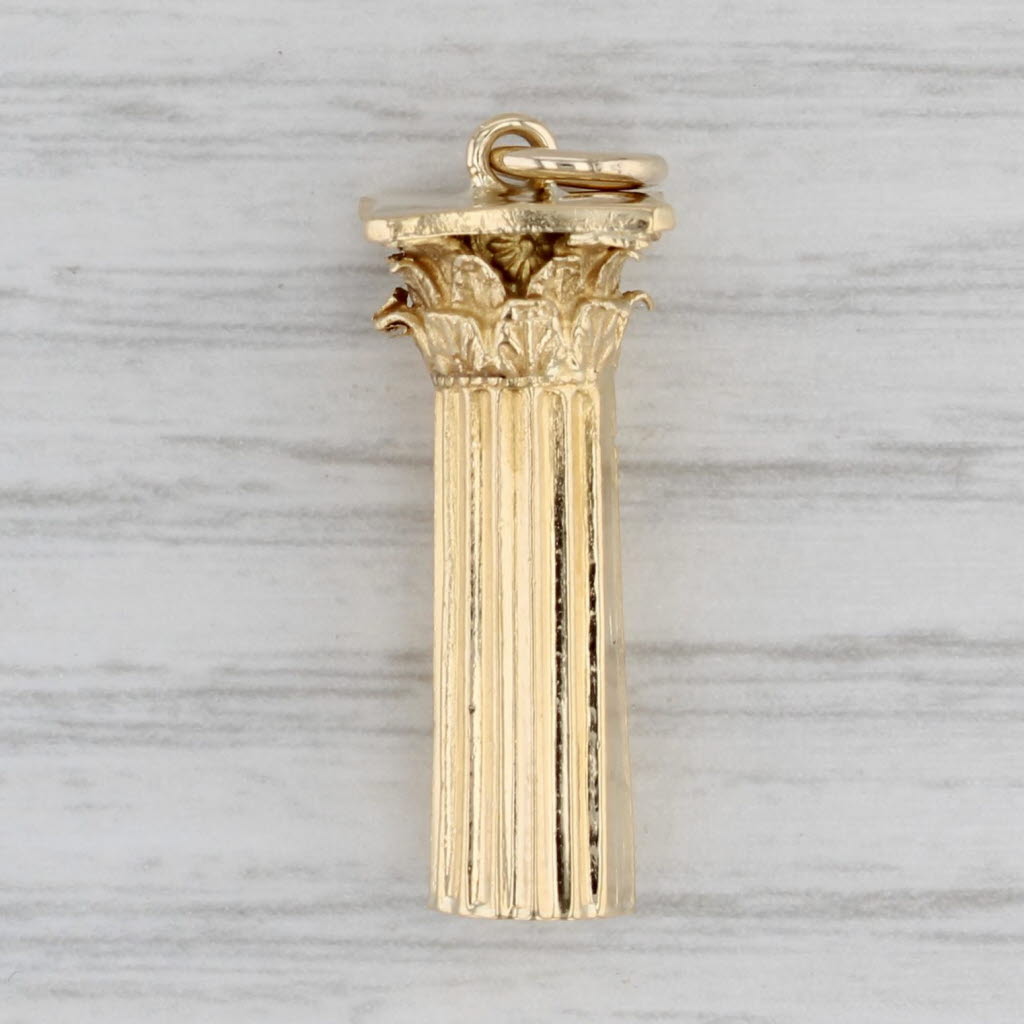 Gray Vintage Column Charm 18k Yellow Gold Souvenir Pendant