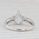 1.34ctw Pear Aquamarine Diamond Ring 10k White Gold Size 7 Engagement