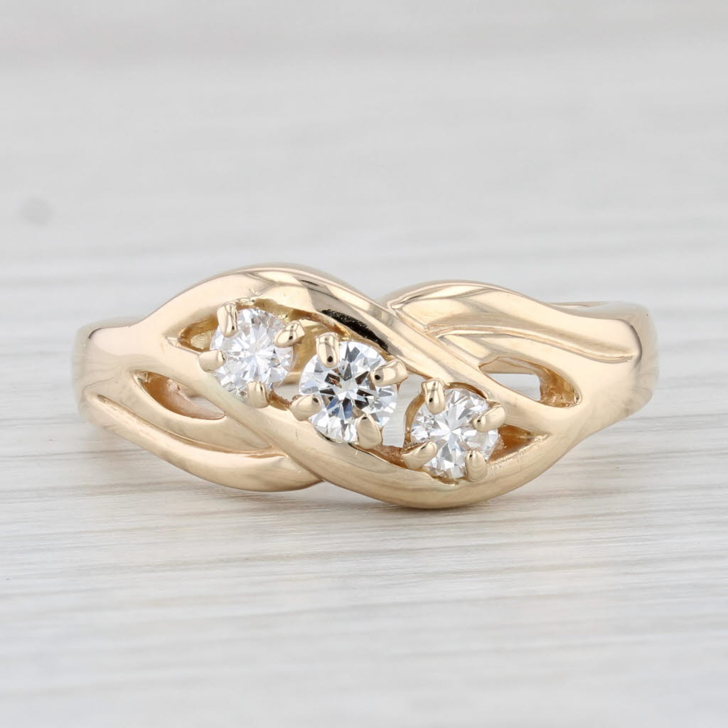 Light Gray 0.50ctw 3-Stone Diamond Ring 14k Yellow Gold Size 8.75