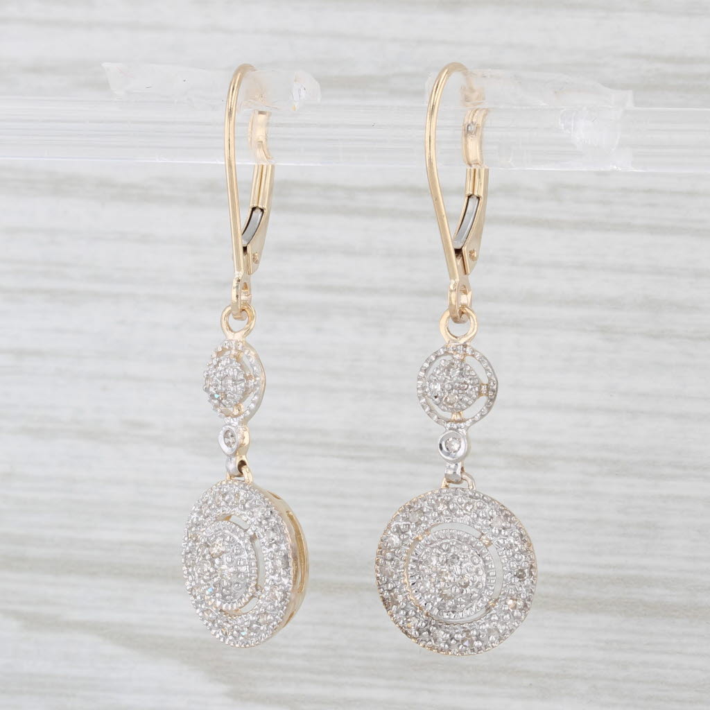 Light Gray 0.20ctw Diamond Circle Dangle Earrings 14k Gold Drops