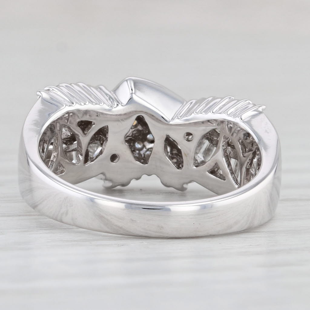 Light Gray 0.77ctw Diamond Cluster Ring 18k White Gold Size 7.25 Anniversary Band