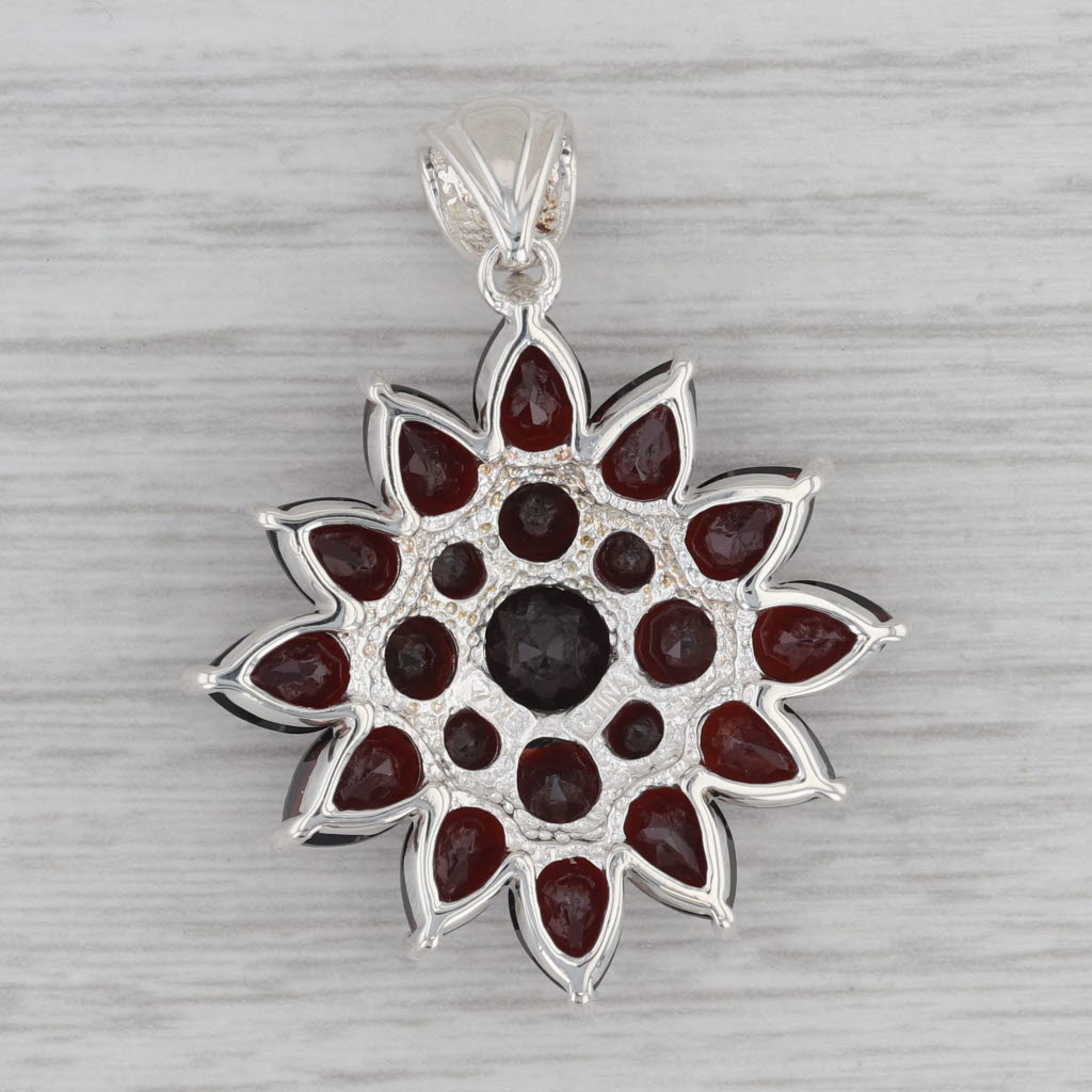 Gray 15.75ctw Garnet Flower Pendant Sterling Silver Statement