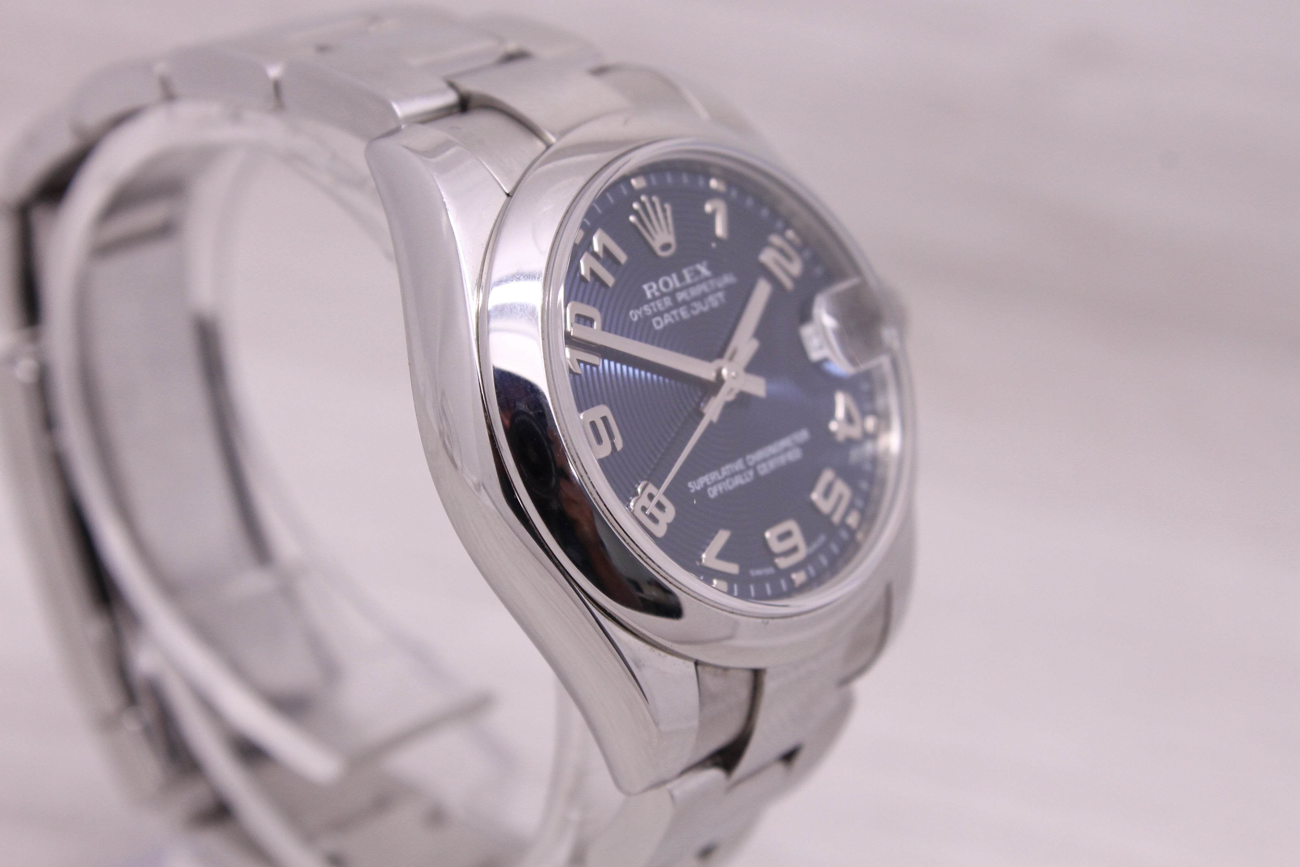 Gray Rolex Datejust 178240 31mm Stainless Steel Midsize Concentric Blue Watch Oyster