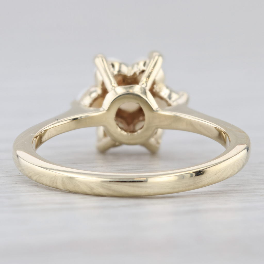 Light Gray Opal Flower Cluster Ring 10k Yellow Gold Size 6 Round Cabochons