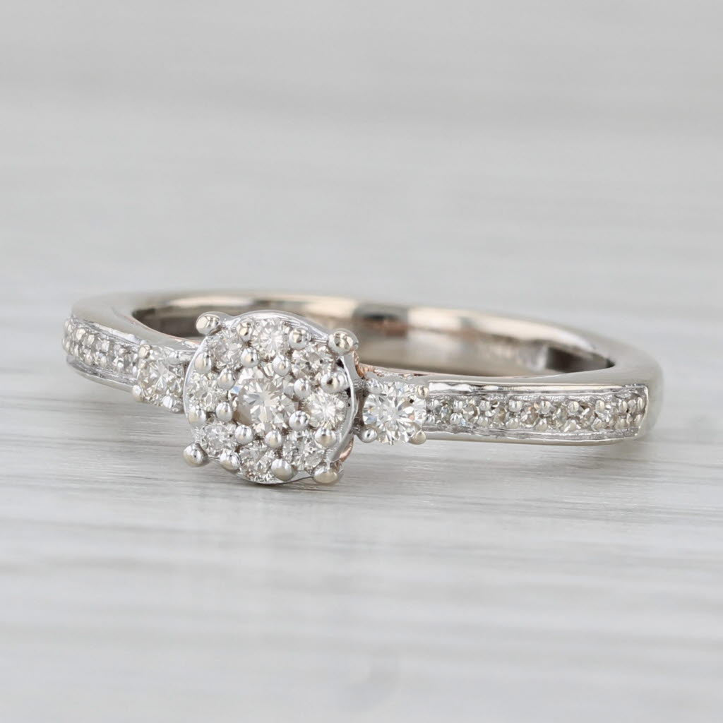 Gray 0.19ctw Diamond Cluster Engagement Ring 10k White Gold Size 5