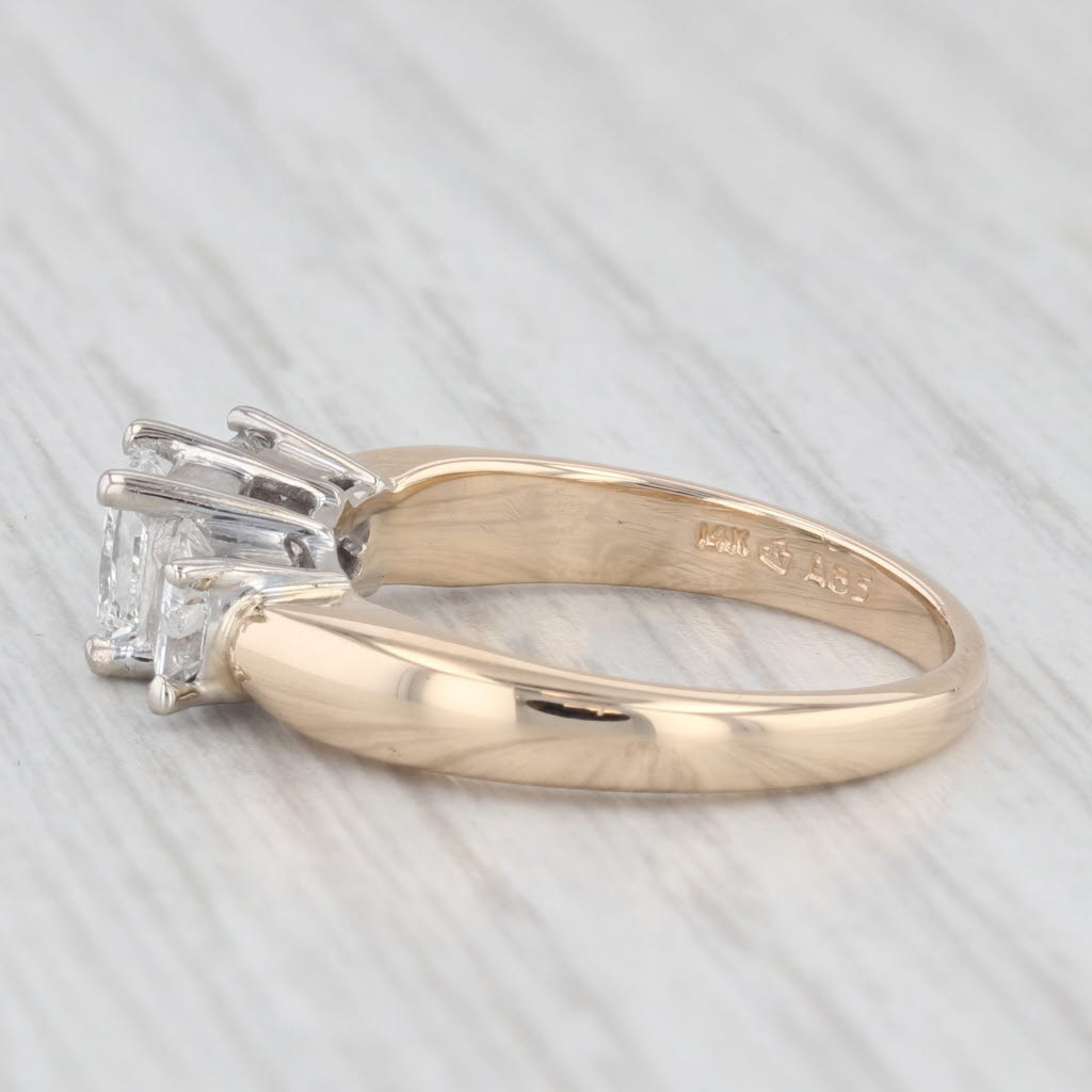 Light Gray 1.06ctw Princess Diamond 3-Stone Engagement Ring 14k Gold Size 5.25
