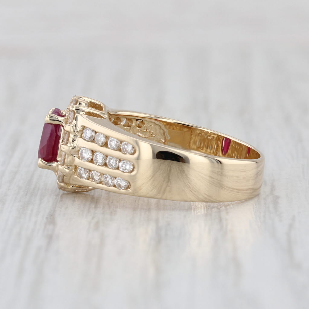 1.77ctw Ruby Diamond Halo Ring 14k Yellow Gold Size 7.25