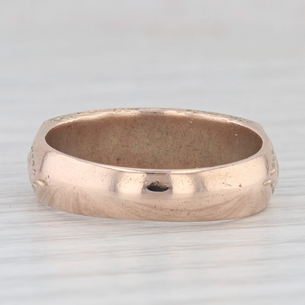 Light Gray Antique Name Cigar Band Style Ring 10k Yellow Gold Enamel Size 8.75 Edward