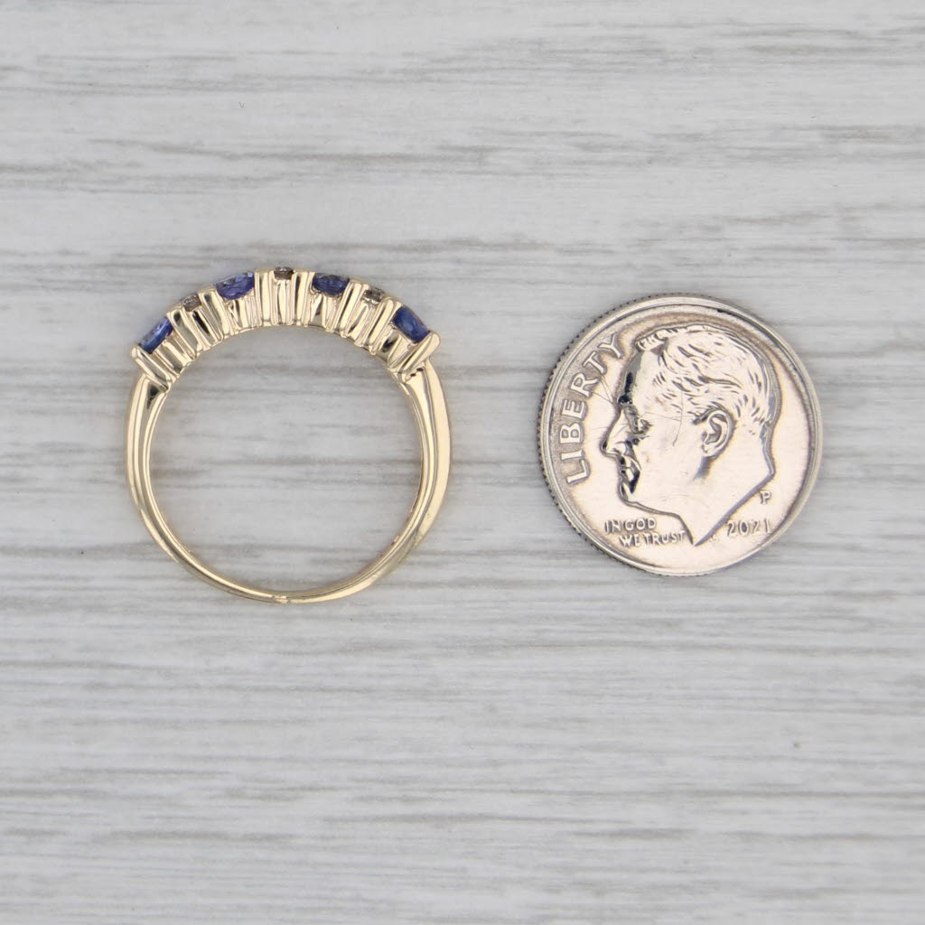 0.85ctw Tanzanite Diamond Ring 10k Yellow Gold Size 6.5 Stackable