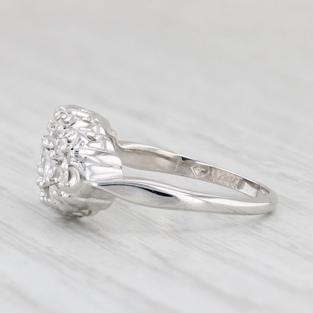 Light Gray Vintage 0.38ctw Diamond Princess Ring 14k White Gold Size 3.75 Halo 3-Stone