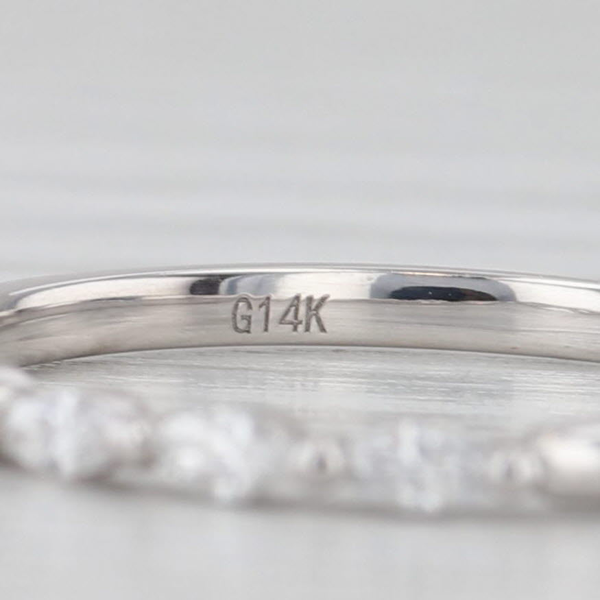 Light Gray New 0.15ctw Diamond Wedding Band 14k White Gold Stackable Anniversary Ring 6.5