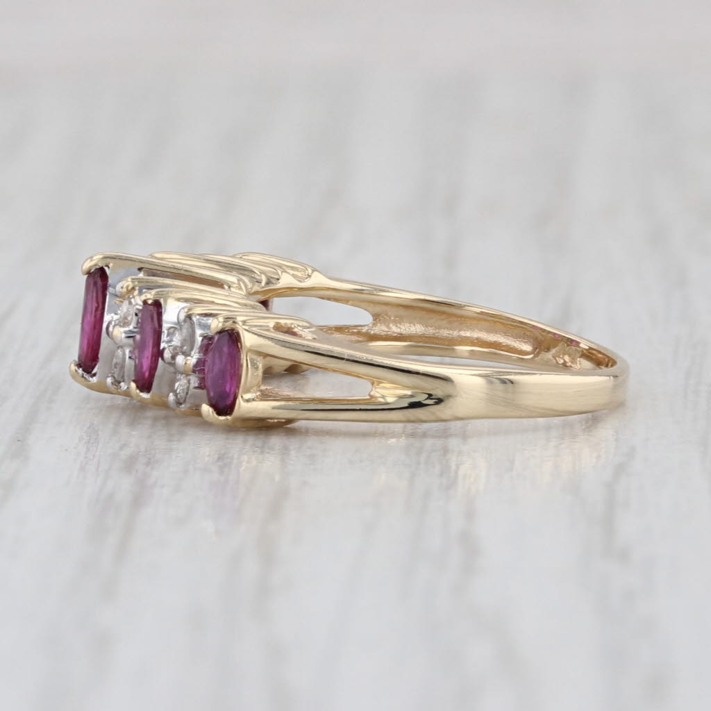 0.78ctw Ruby Diamond Tiered Ring 14k Yellow Gold Rooftop Pyramid Size 5.75