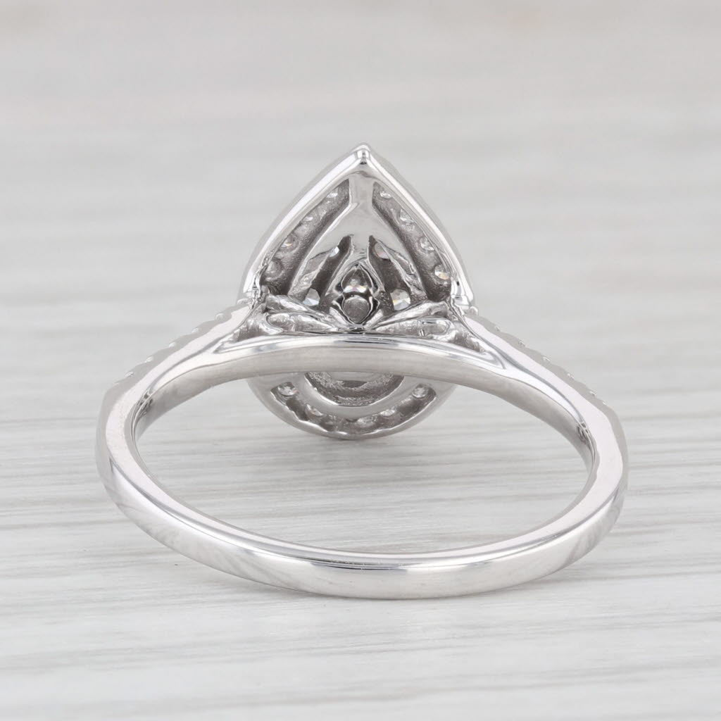 Light Gray 0.44ctw Diamond Cluster Halo Teardrop Engagement Ring 10k White Gold Size 7