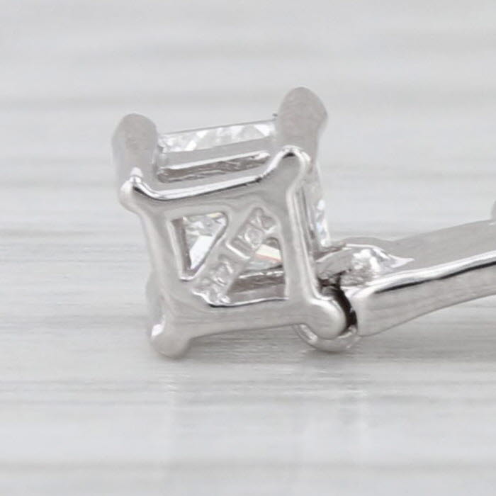 0.43ctw Princess Diamond Journey Pendant Necklace 14k White Gold 18" Wheat Chain