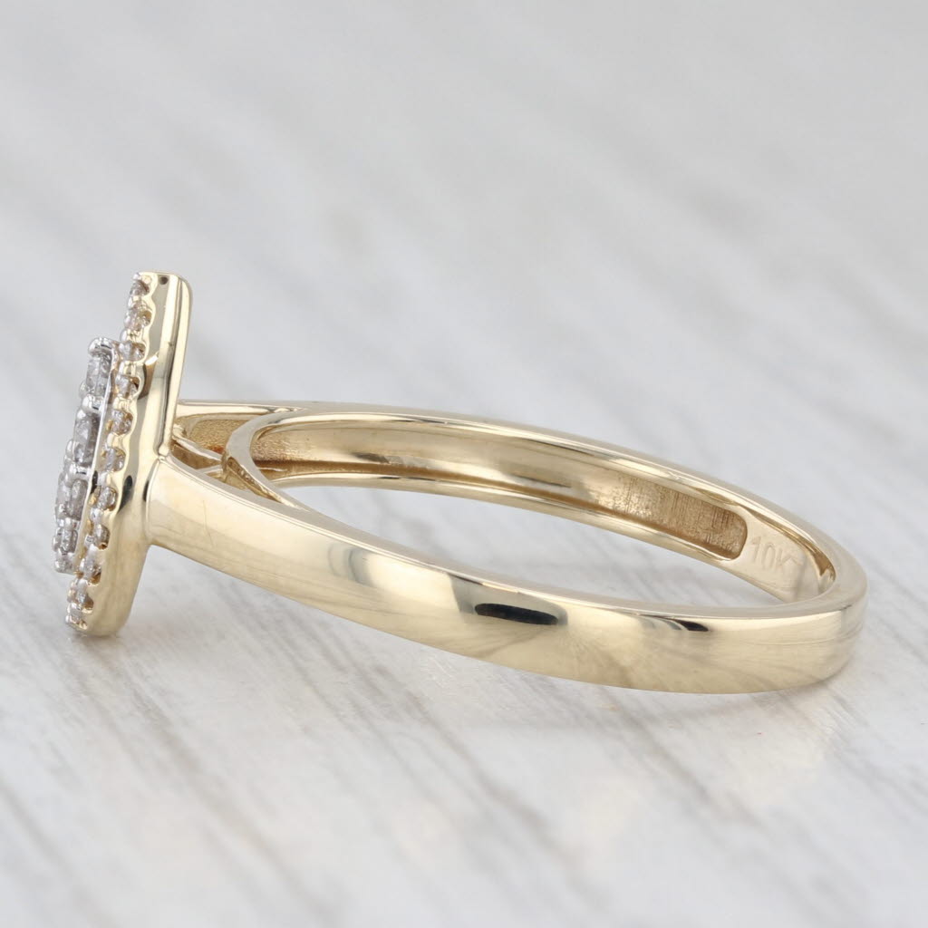 0.30ctw Pear Diamond Halo Engagement Ring 10k Yellow Gold Size 7.25