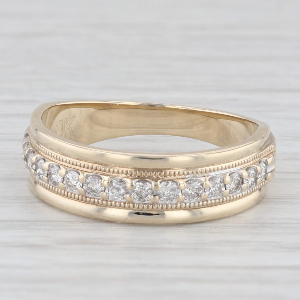 Light Gray 0.36ctw Diamond Men's Wedding Band 10k Yellow White Gold Size 10.25 Ring