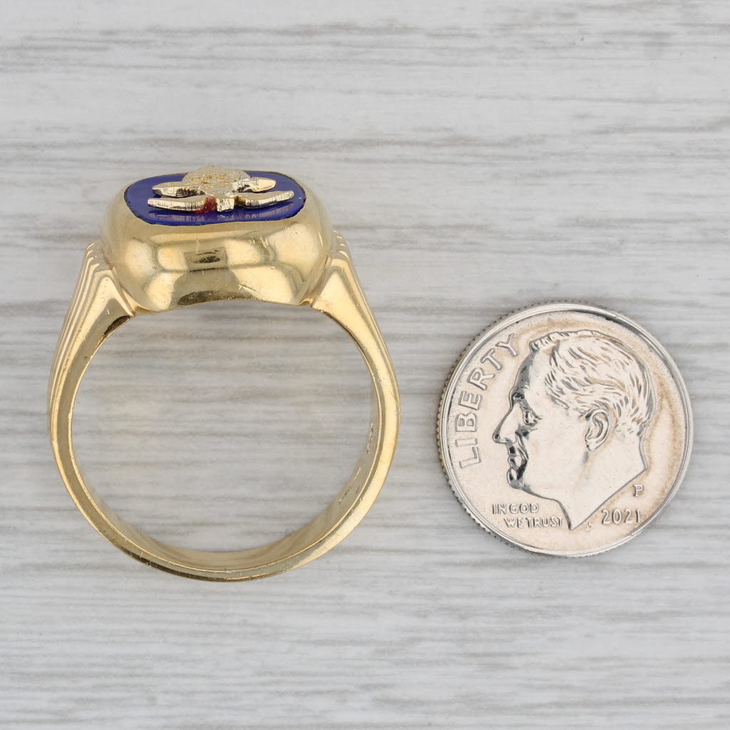 Gray Air Force Ring Sterling Silver Gold Plated Size 11 US Military Service Signet