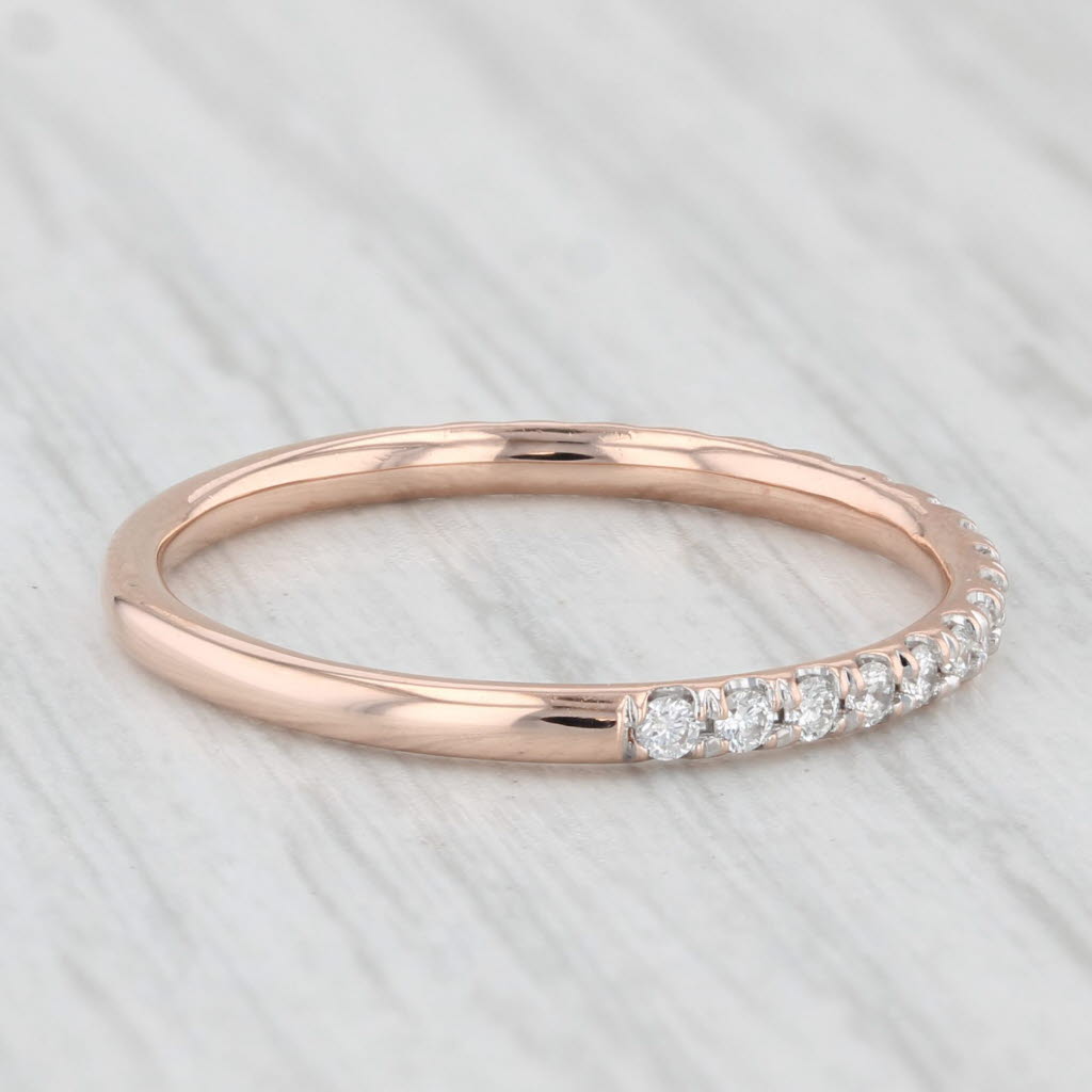 Light Gray 0.20ctw Diamond Wedding Band 14k Rose Gold Size 6.75 Stackable Ring