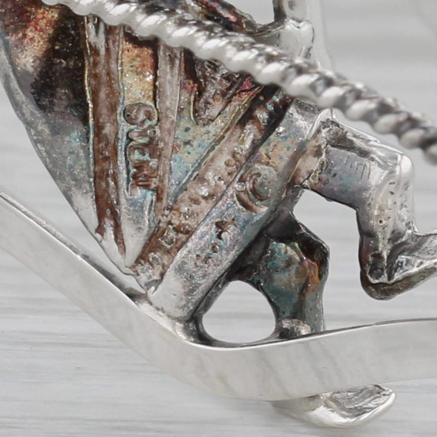 Gray Kokopelli Tirbal Figural Cuff Bracelet Sterling Silver Statement 6.75"
