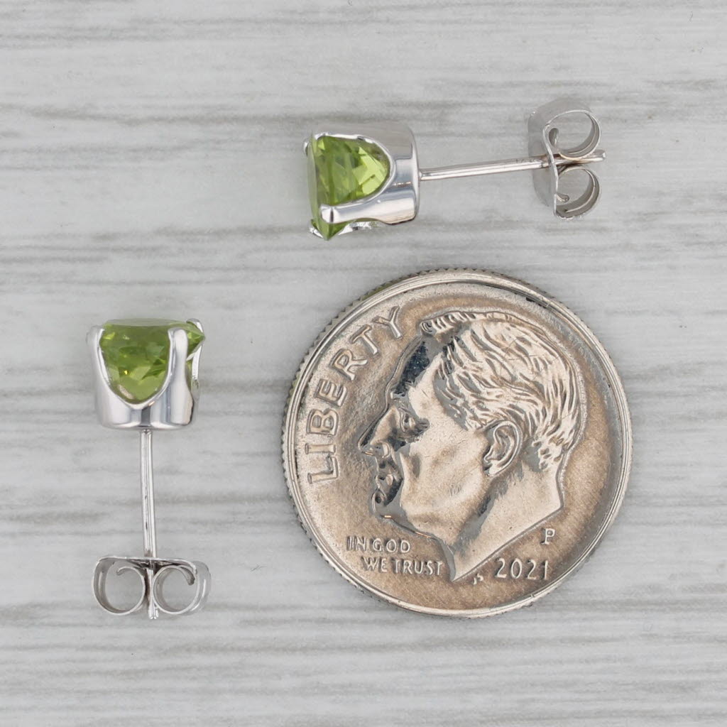 Gray 2ctw Peridot Solitaire Stud Earrings 14k White Gold August Birthstone