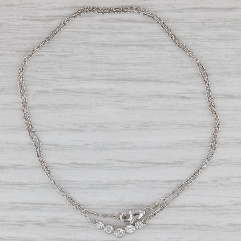 Gray 0.22ctw Diamond 5-Stone Necklace 14k White Gold 16.25" Cable Chain