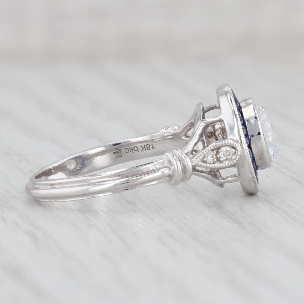 Light Gray New Beverley K Cubic Zirconia Sapphire Halo Ring 10k White Gold Engagement S 6.5