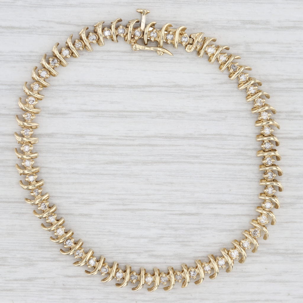 Light Gray 0.76ctw Diamond Tennis Bracelet 14k Yellow Gold 7" 5.6mm