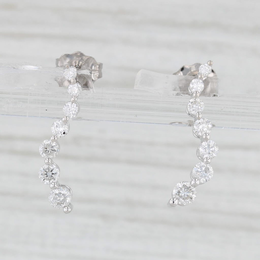 Light Gray 0.46ctw Contoured Diamond Journey Earrings 14k White Gold Drops