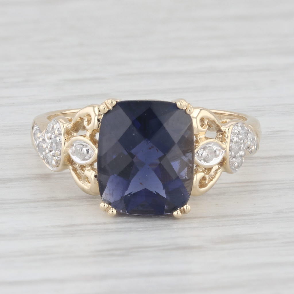 Light Gray 2.62ctw Blue Iolite Diamond Ring 10k Yellow Gold Size 7.25