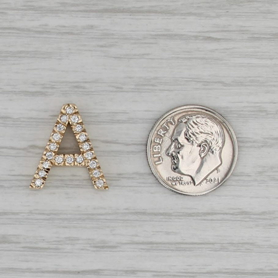 0.30ctw Diamond Letter Initial A Pendant 14k Yellow Gold Floating Drop