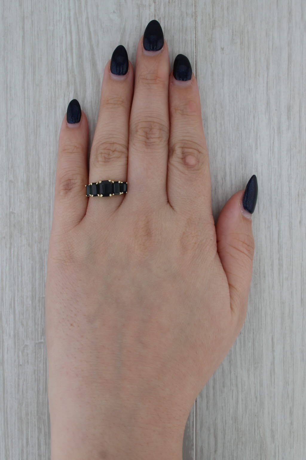 3.50ctw Blue Sapphire Tiered Ring 10k Yellow Gold Size 6.75