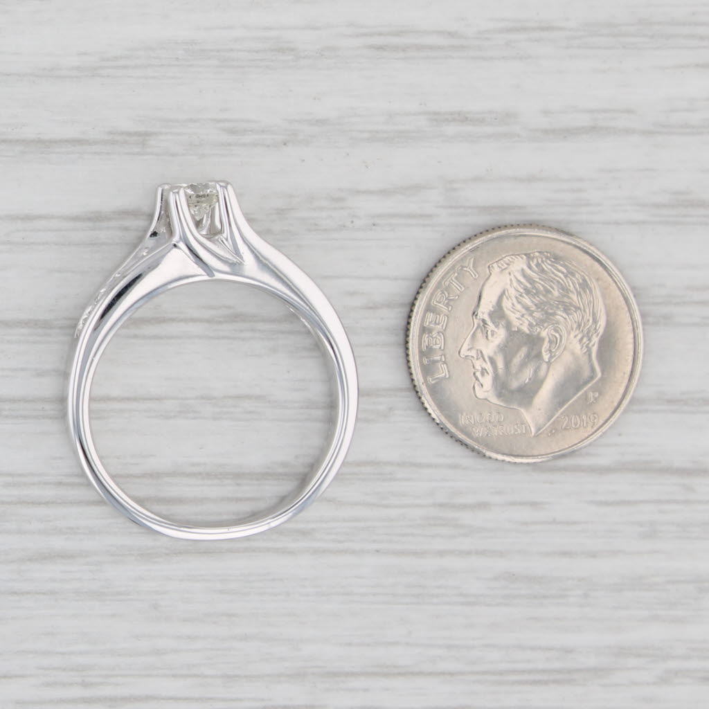 Light Gray 0.75ctw Round Diamond Engagement Ring 14k White Gold Size 8