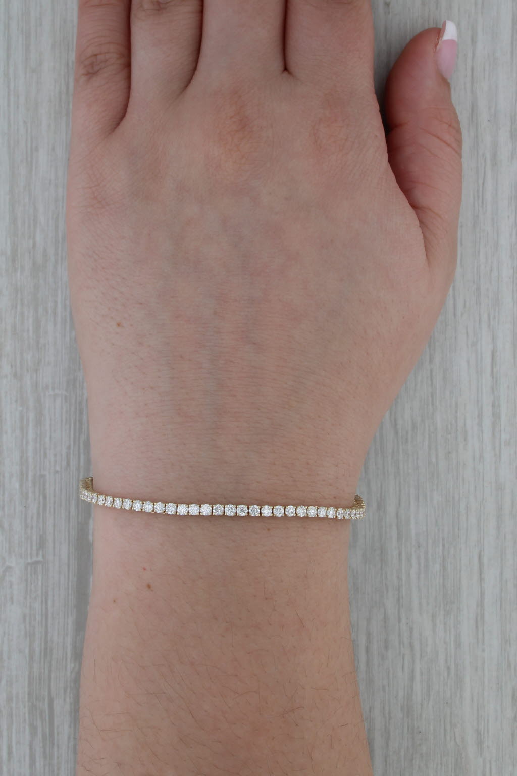 New 3.78ctw Lab Grown Diamond Tennis Bracelet 14k Yellow Gold 7"