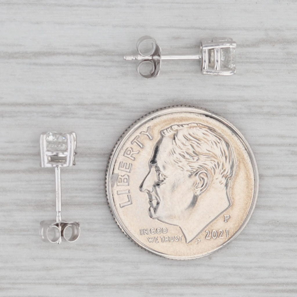 Gray New 0.58ctw Diamond Stud Earrings 14k White Gold Round Solitaire Studs