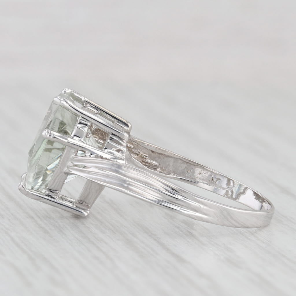 Light Gray 1.90ct Prasiolite Amethyst Triangle Solitaire Ring 10k White Gold Size 8.25