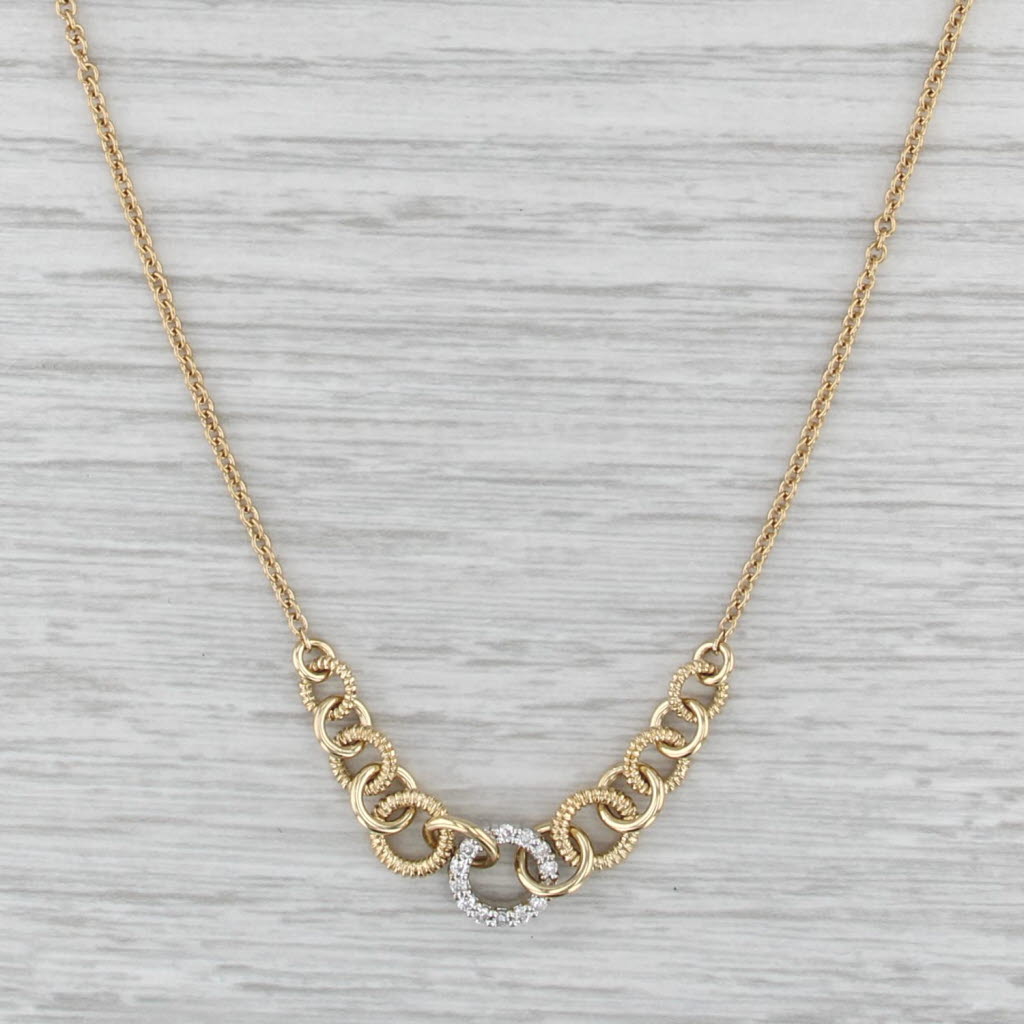 0.18ctw Diamond Circles Necklace 18k Yellow Gold 17.25" Cable Chain