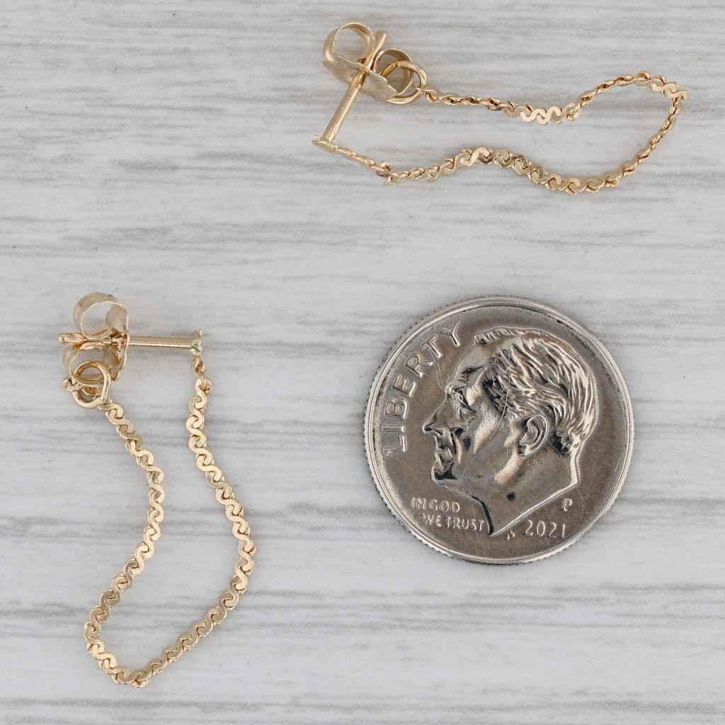 Gray Woven Chain Dangle Earrings 14k Yellow Gold