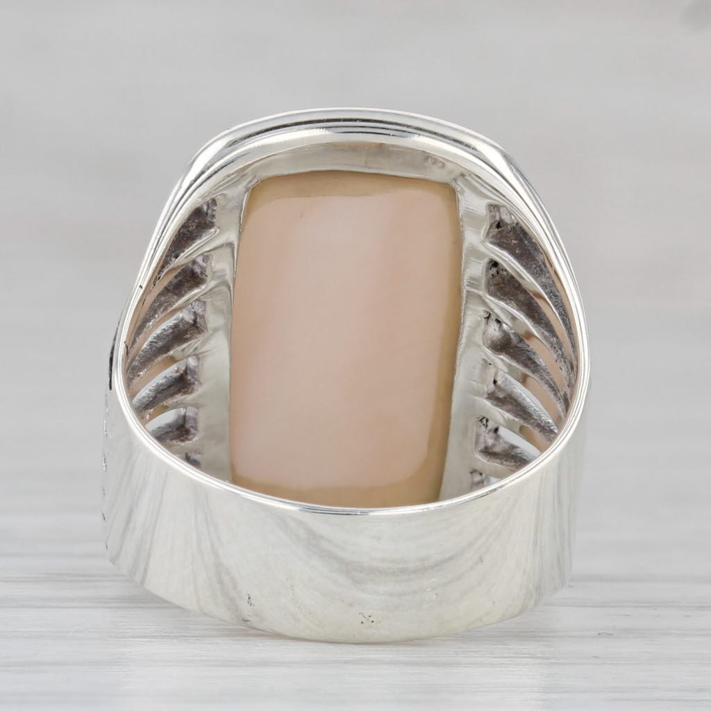 Gray Pink Mother of Pearl Ring Sterling Silver Size 5.75 Statement